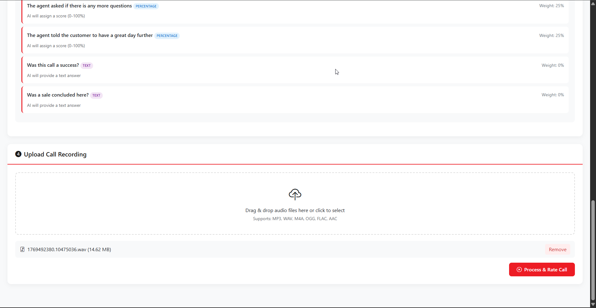 AI Call Recording Input